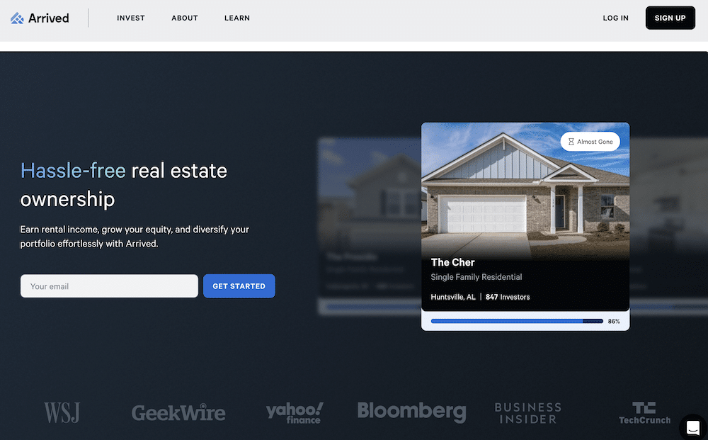 arrived homepage