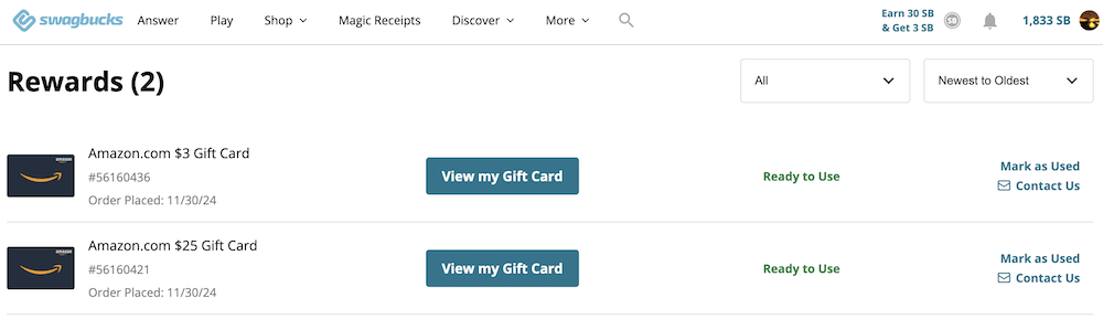 swagbucks earnings